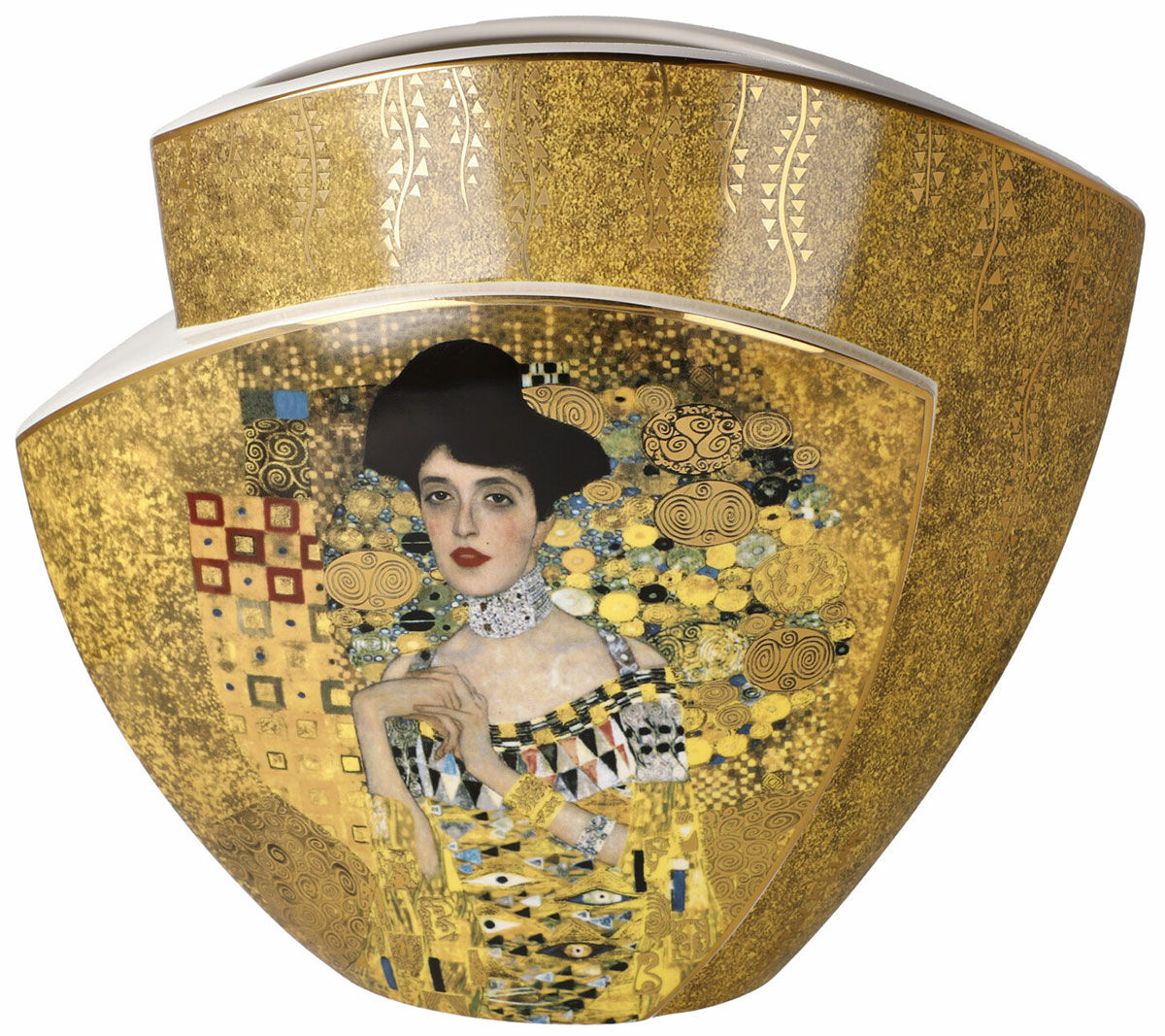 Dobbeltsidet porcelænsvase "Kysset / Adele Bloch-Bauer" med gulddekoration von Gustav Klimt