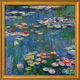 Billedet "Water Lilies" (1916), gylden indrammet version af Claude Monet