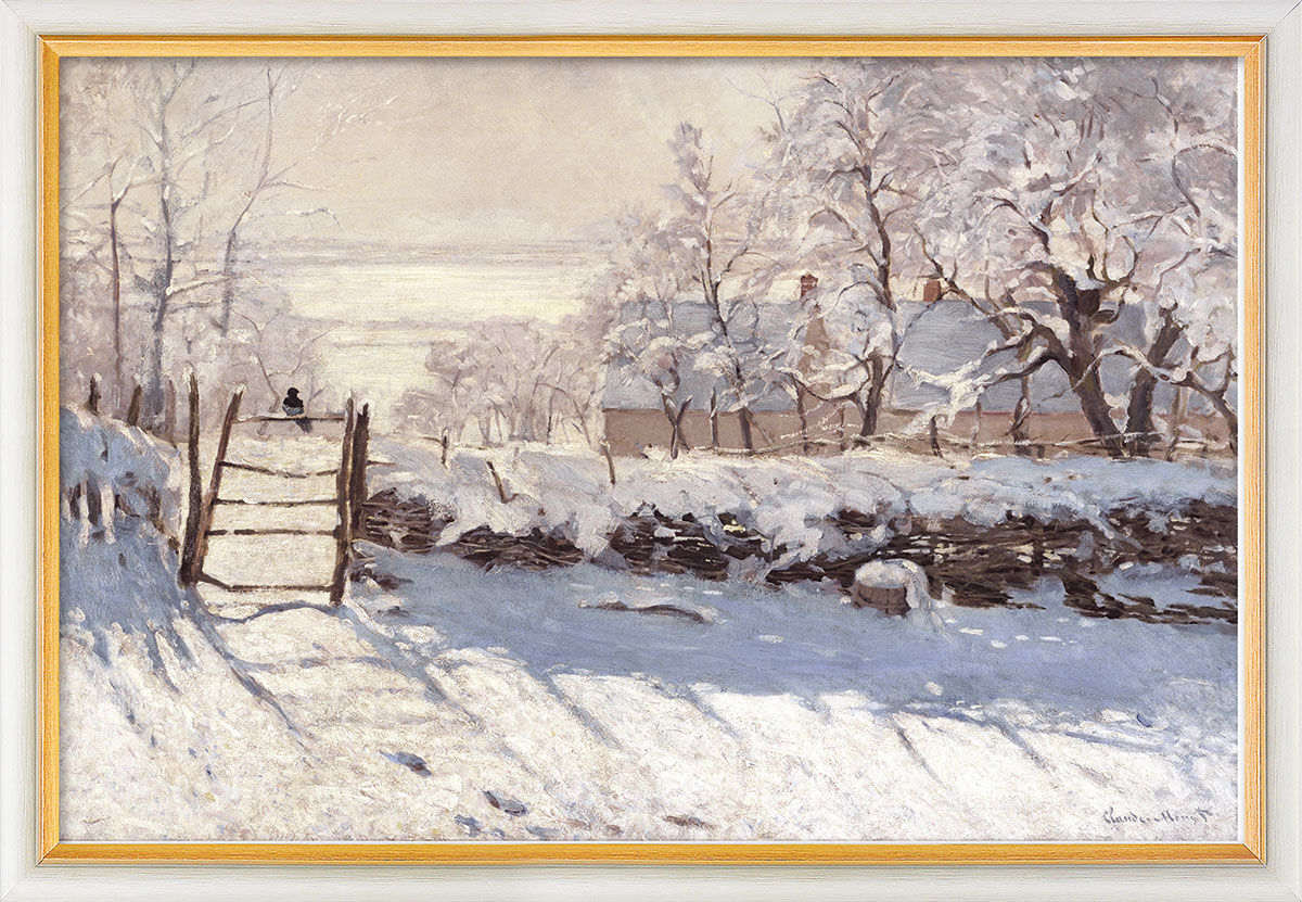 Picture "The Magpie" (1868/69), framed by Claude Monet