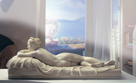 Skulptur "Den hvilende pige" (1826), kunstmarmor von Johann Gottfried Schadow