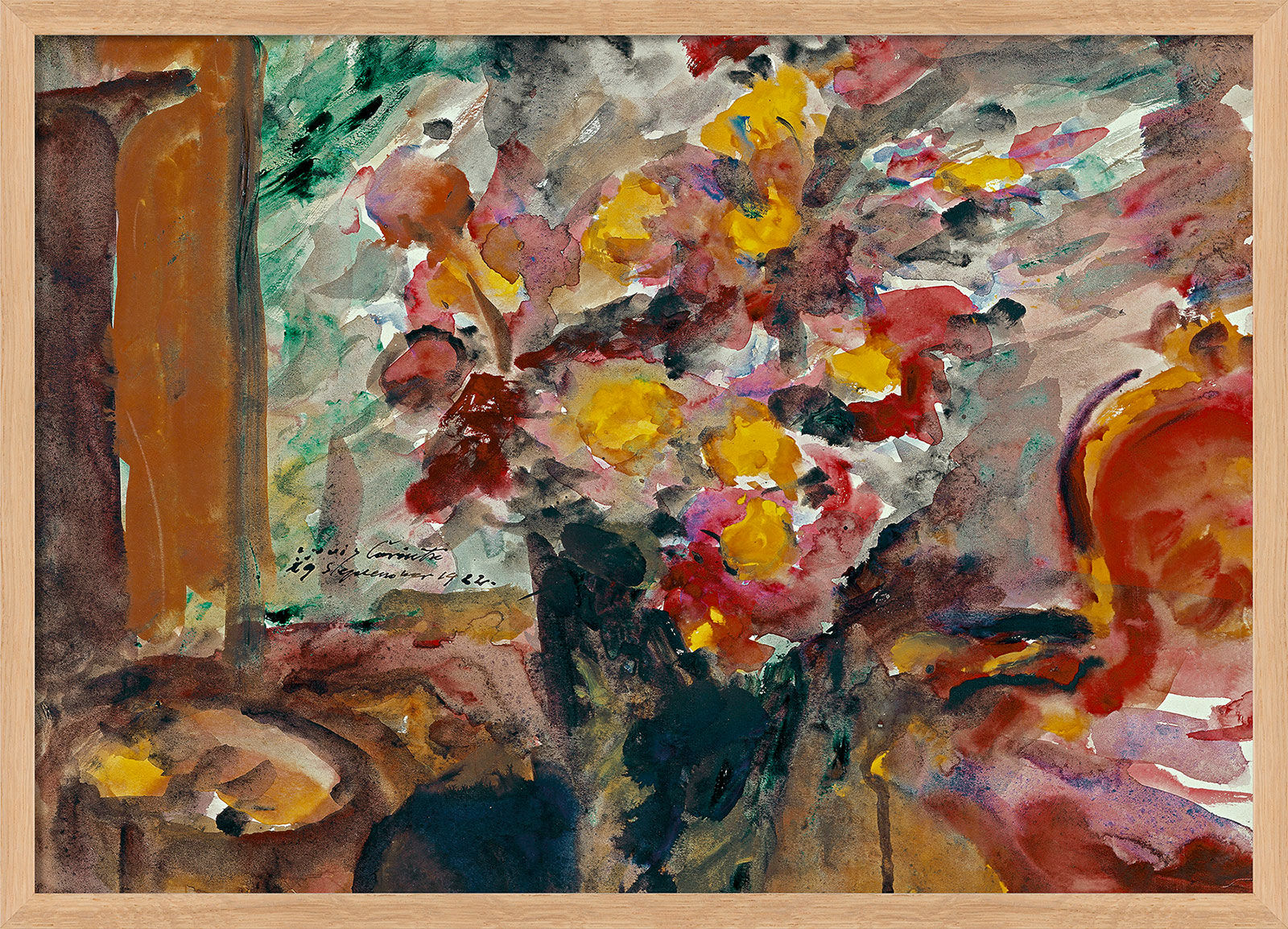 Beeld "Vaas met bloemen op een tafel" (1922), ingelijst von Lovis Corinth