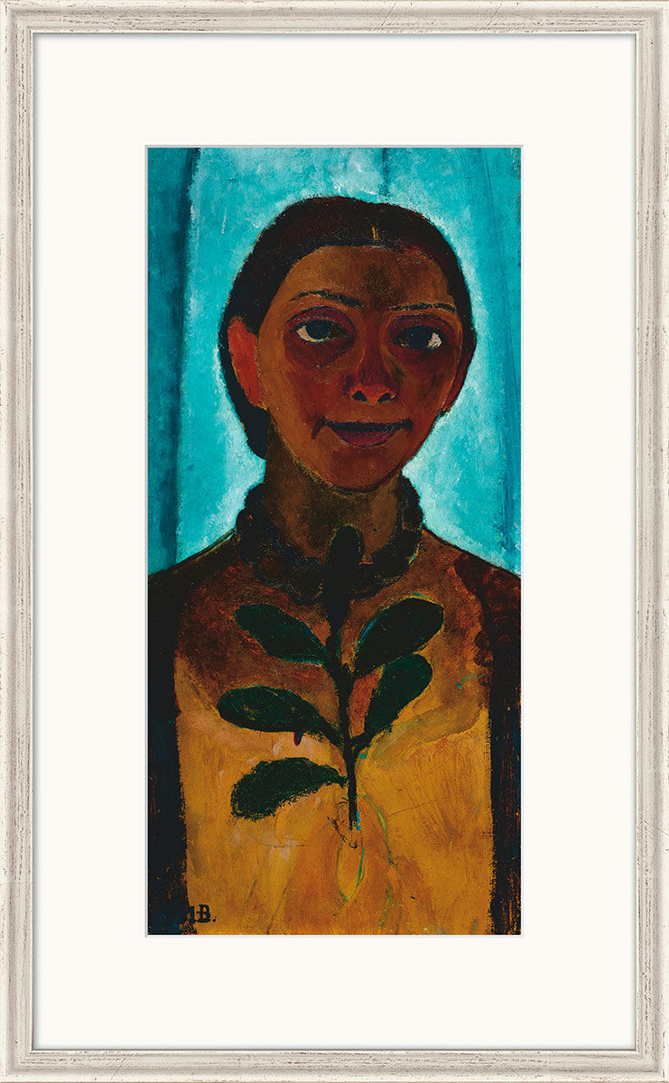 Cuadro "Autorretrato con rama de camelia" (1906/07), enmarcado de Paula Modersohn-Becker