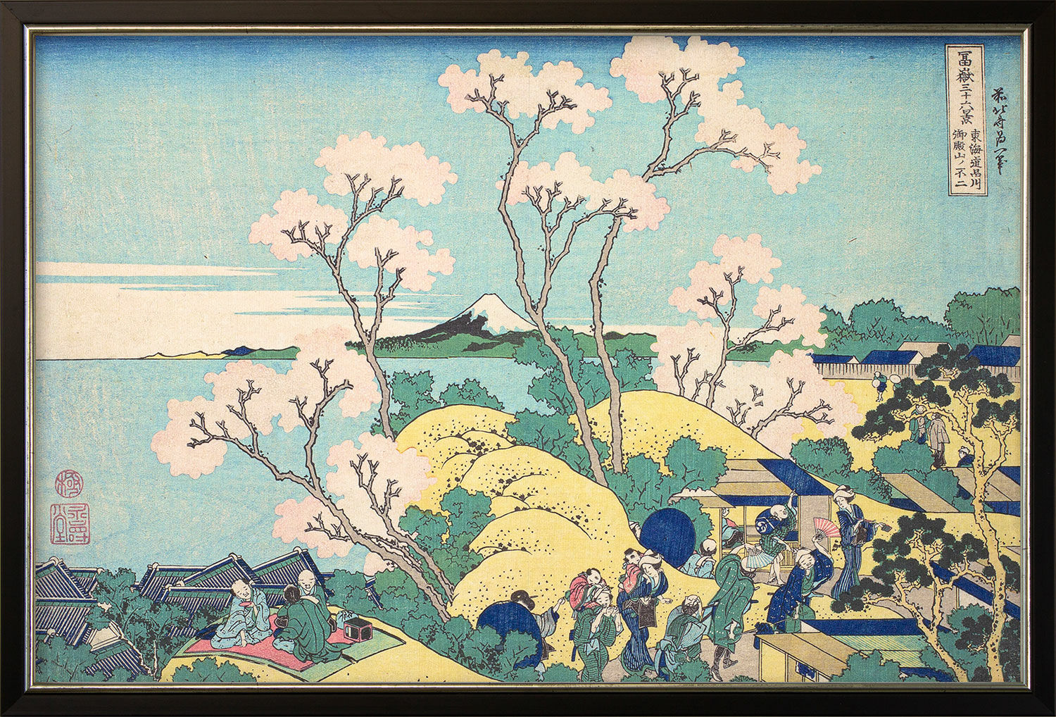 Tableau "Fuji depuis Gotenyama à Shinagawa sur le Tōkaidō" (vers 1830-32), encadré von Katsushika Hokusai