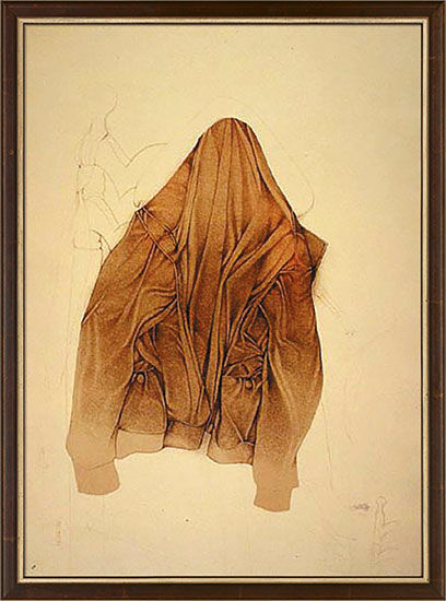 Billede "Stilleben med jakke" (1987), indrammet von Bruno Bruni