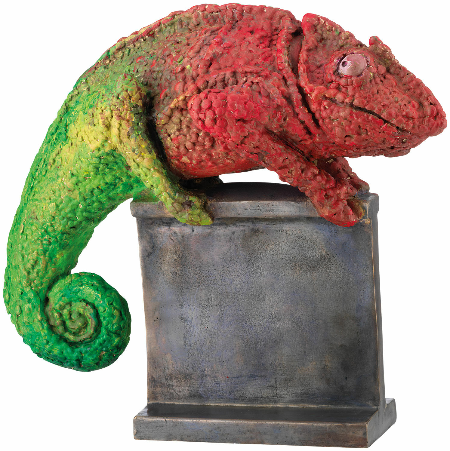 Sculpture "Chameleon Red-Green", bronze hand-painted by Bruno Bruni