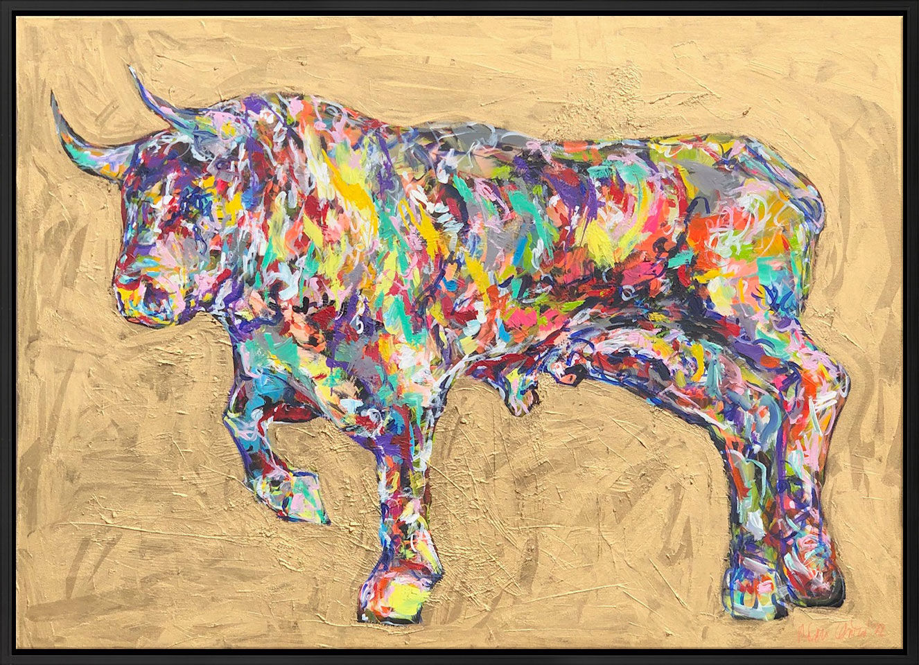 Billede "Golden Bull" (2022) (Original / Unikat), indrammet af Nicole Leidenfrost