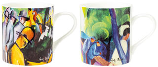 Set of 2 mugs with artist's motifs, porcelain