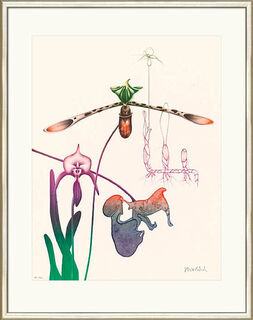 Tableau "Orchidée III", catalogue raisonné no. 726, encadré von Paul Wunderlich