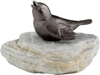 Garden sculpture "Sparrow on Stone", copper