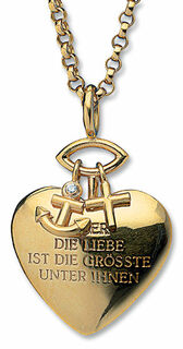Heart pendant "Faith, Love, Hope" with chain