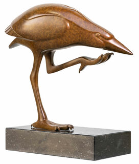 Skulptur "Nachtreiher", Bronze braun von Evert den Hartog