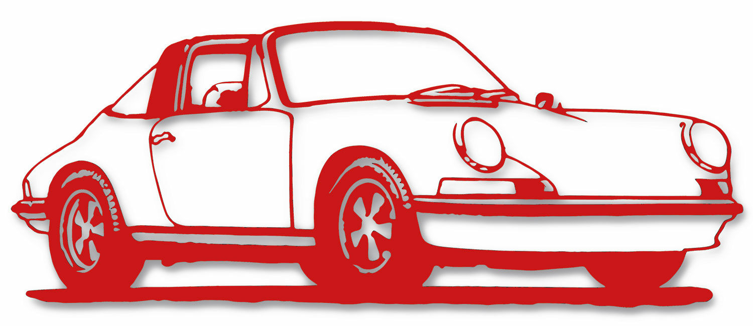Muursculptuur "Porsche 911 Targa Red" (2022) von Jan M. Petersen