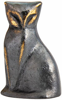 Miniature sculpture "Sitting Cat", bronze by Bernd Bergkemper