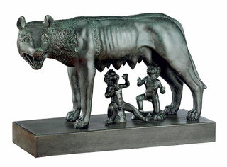 Skulptur "Kapitolinische Wölfin mit Romulus und Remus", Kunstguss