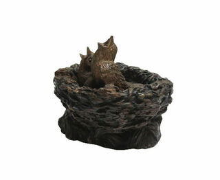 Garden sculpture "Bird's Nest with Young", bronze