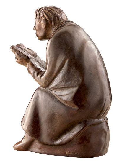 Scultura "Il lettore di libri" (1936), riduzione in bronzo di Ernst Barlach