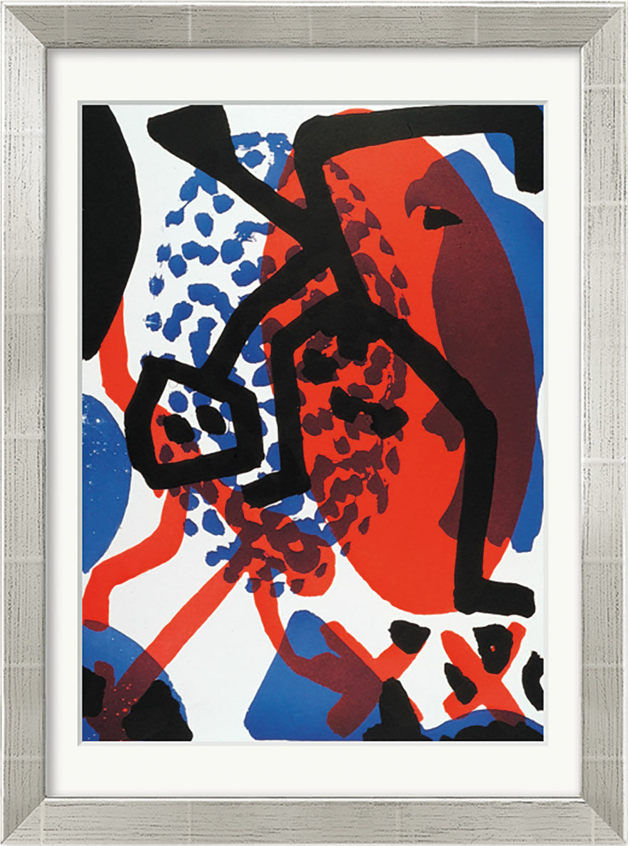 Picture "Guard", silver-coloured framed version by A. R. Penck