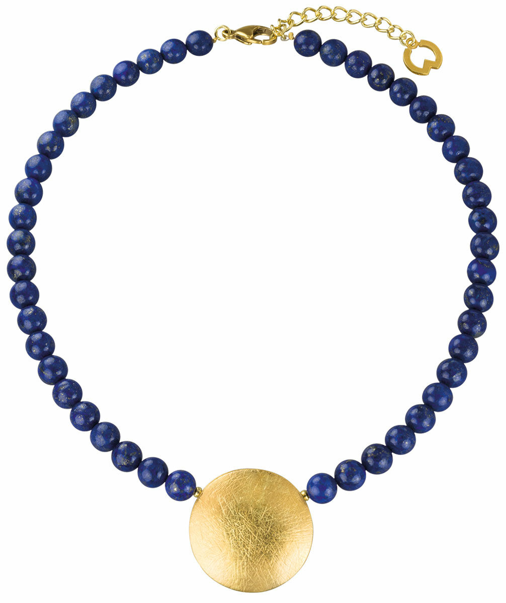 Collier "Disque solaire" avec perles de lapis-lazuli von Petra Waszak