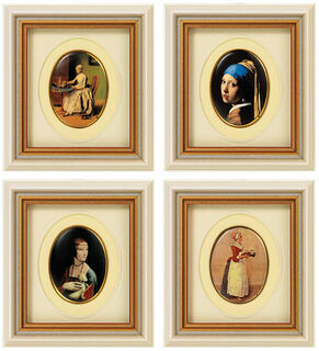 Vier Miniatur-Porzellanbilder "Weltberühmte Meisterwerke" im Set
