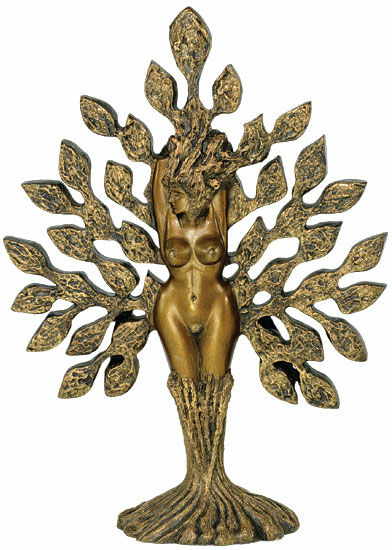 Skulptur "Tree of Life", Version in Marmorguss goldbemalt von Ernst Fuchs & Joseph F. Askew