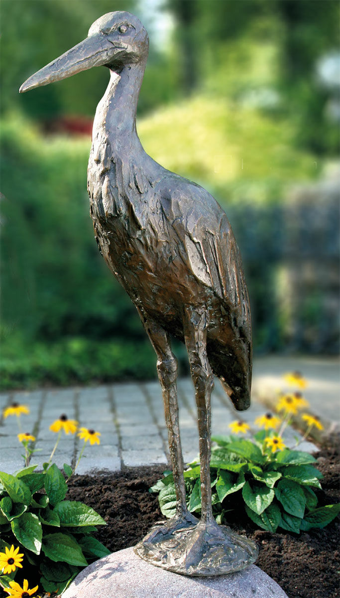 Garden sculpture "Stork" (without stone), bronze by Peter Roman Heid