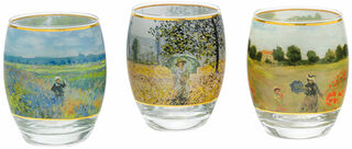 3 Teelichtgläser mit Künstlermotiven im Set von Claude Monet