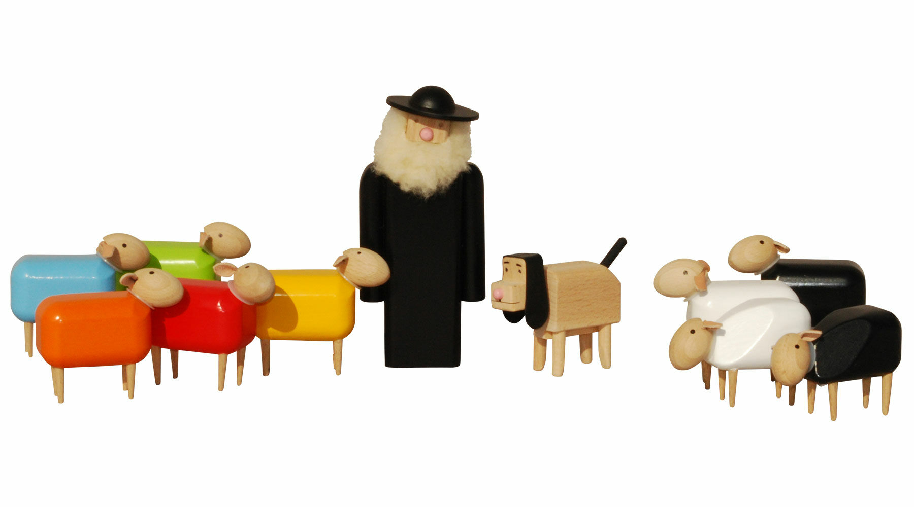 11-teiliges Holzfiguren-Set "Schäfer mit Herde"