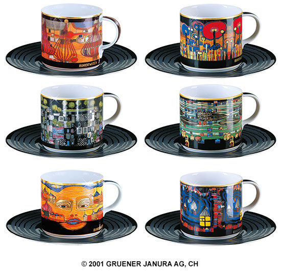 Sechs Tassen im Set von Friedensreich Hundertwasser