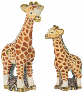 Lot de 2 figurines en céramique "Girafes"