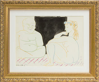 Bild "Mann und Modell" (1954), gerahmt von Pablo Picasso