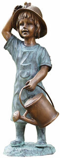 Sculpture de jardin "Fille à l'arrosoir", bronze