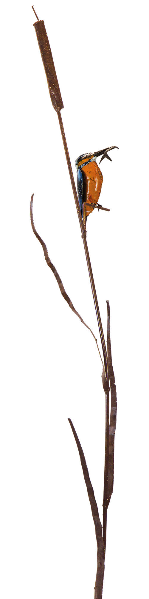 Gartenstecker "Eisvogel auf Schilfrohr"