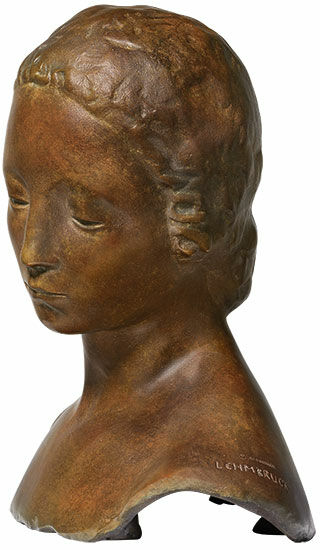 Bust "Lowered Female Head" (1910), bronze version by Wilhelm Lehmbruck
