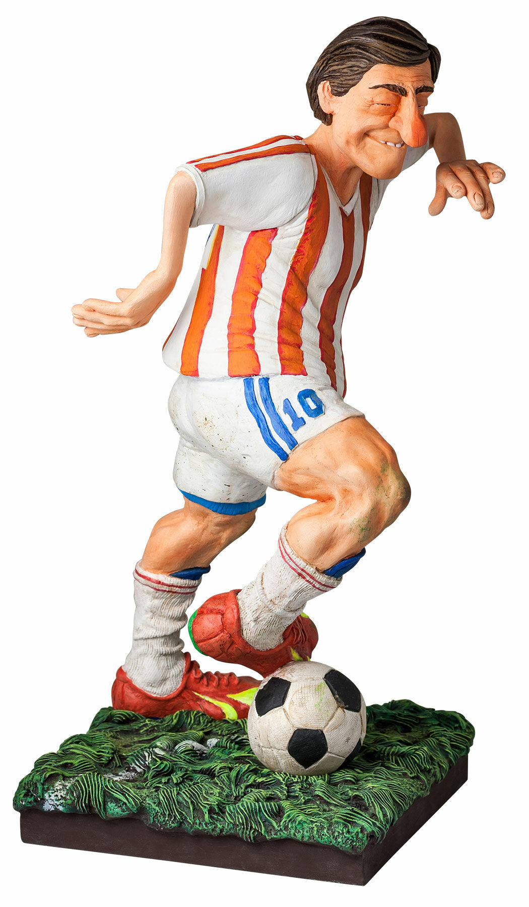 Sportman karikatuur "De Voetbalspeler", gegoten, handgeschilderd von Guillermo Forchino