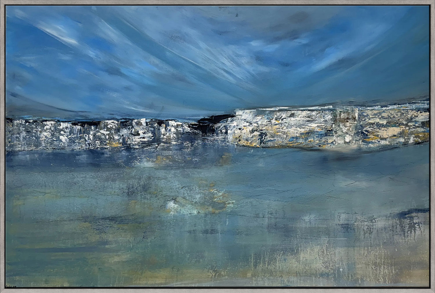 Schilderij „Calm Water and Wind“ (2024) (origineel / uniek exemplaar), ingelijst van Carmen Lütkehaus