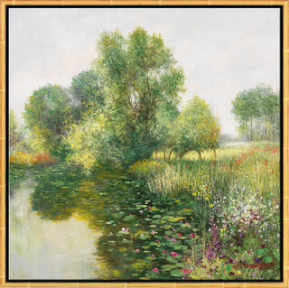 Bild "Der Garten von Giverny", Version goldfarben gerahmt