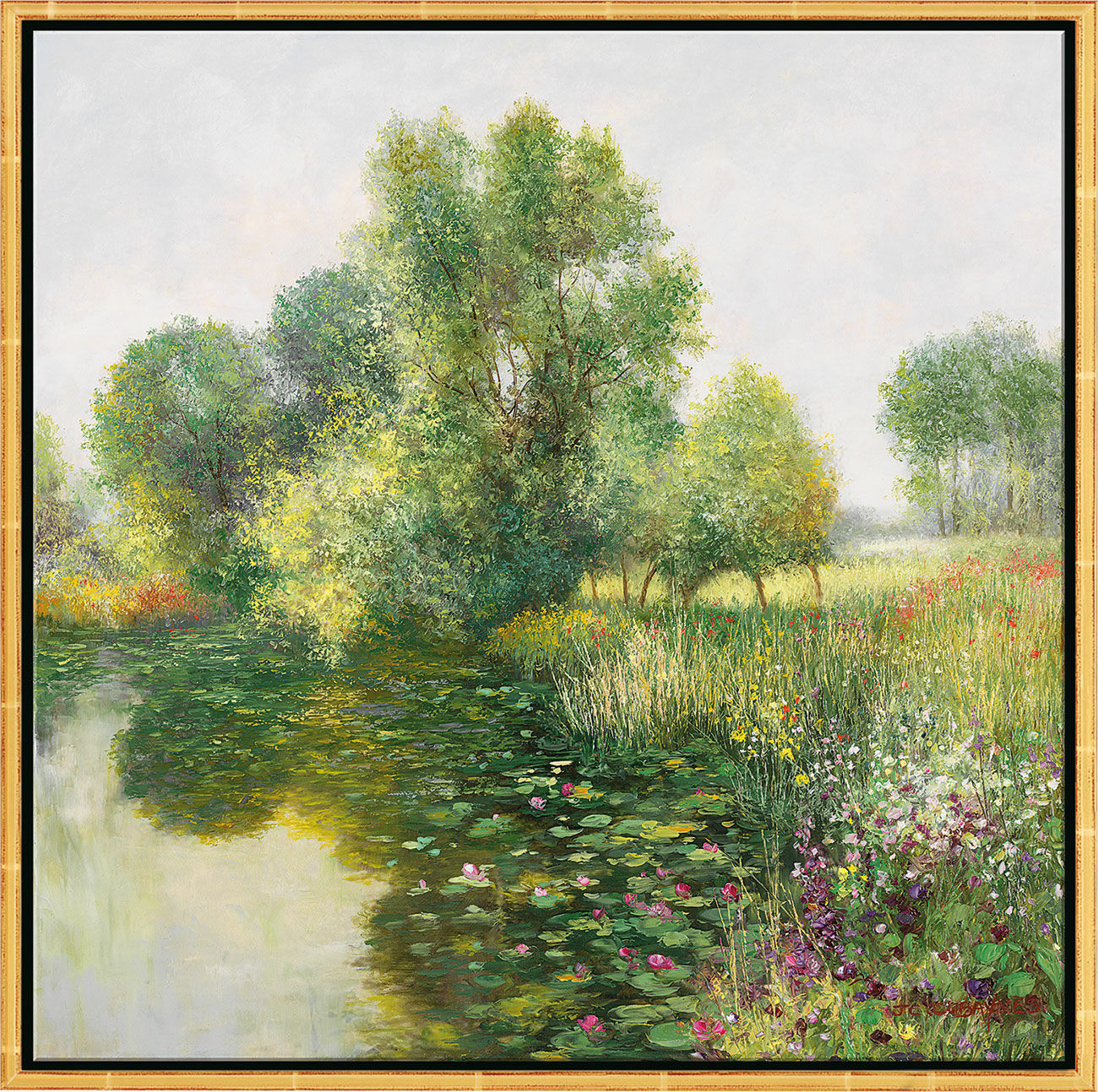 Picture "The Garden of Giverny", golden framed version by Jean-Claude Cubaynes