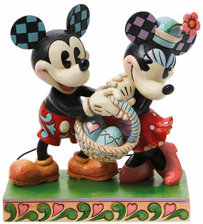 Sculpture "Mickey et Minnie avec le panier de Pâques", fonte