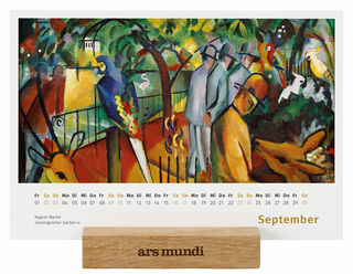 Desk calendar 2023 with artist motifs, incl. wooden pedestal