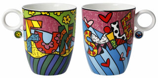 Set of 2 mugs "Fun" & "Smile", porcelain