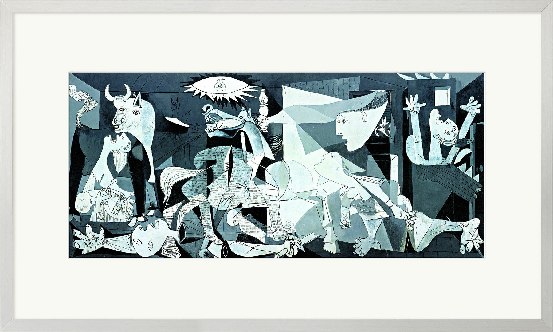 Bild "Guernica" (1937), gerahmt von Pablo Picasso