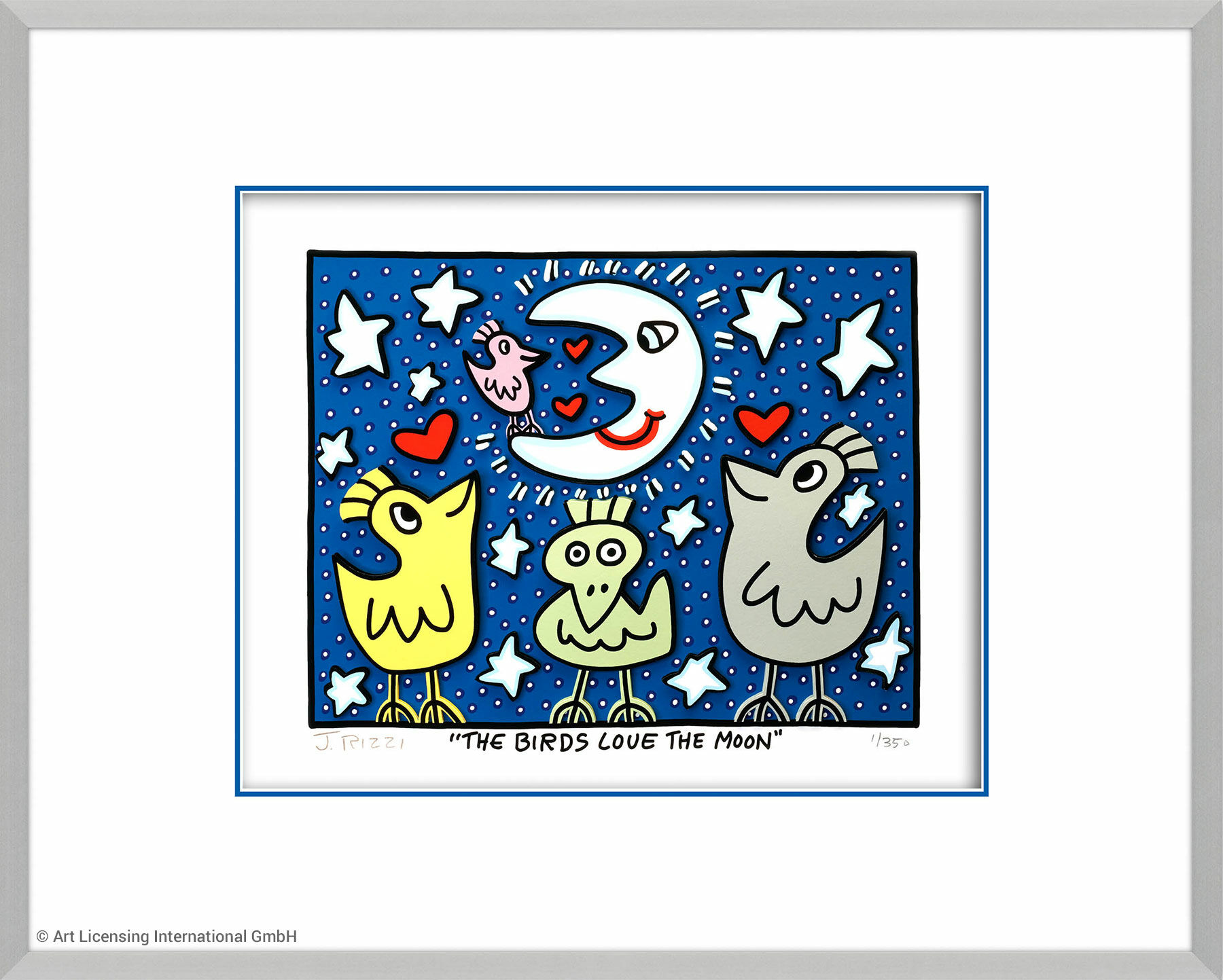3D Picture "The Birds love the Moon" (2022), framed by James Rizzi