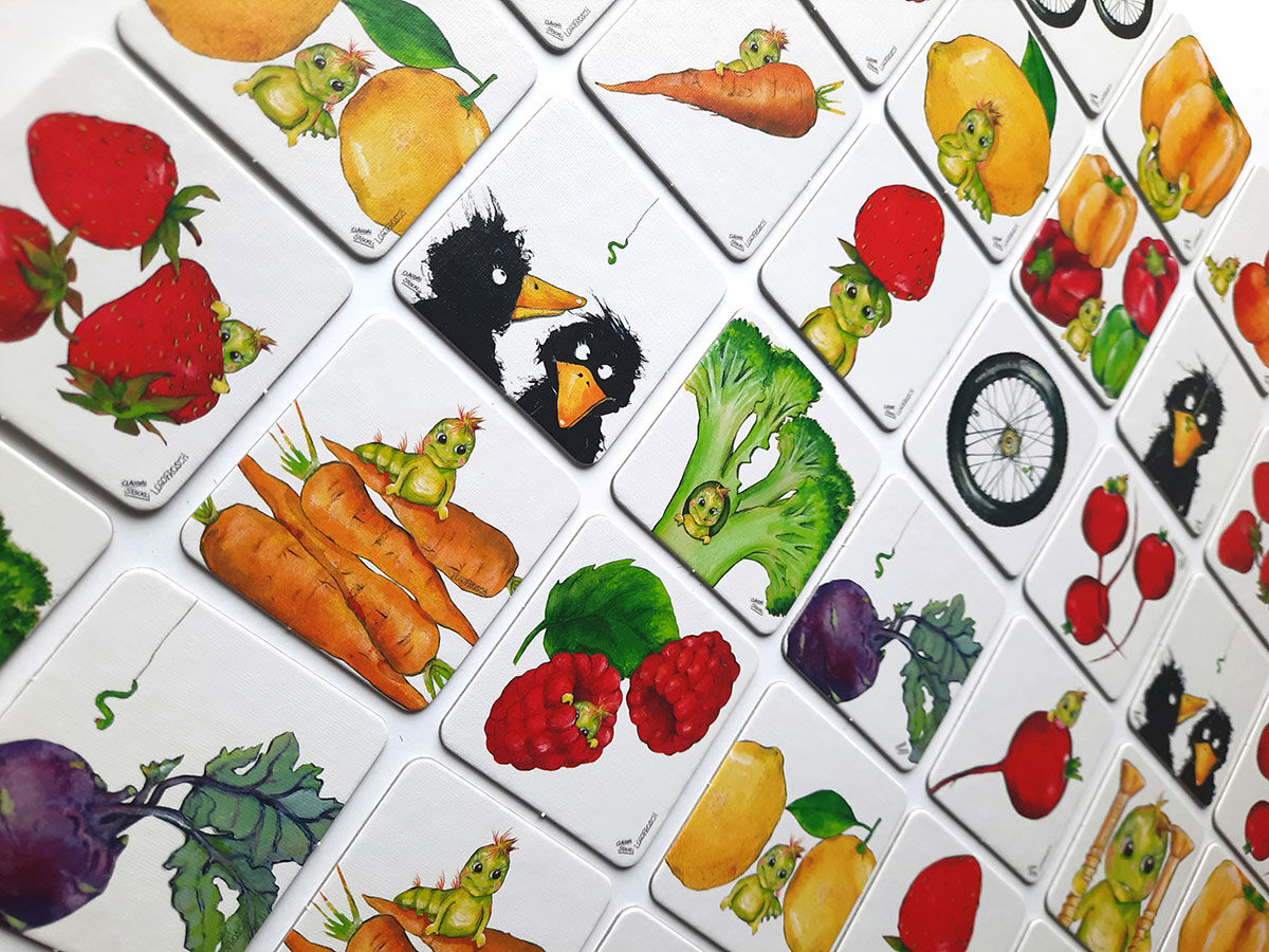 Jeu de cartes et de cartons "Rita Raupe" (pour les enfants à partir de 4 ans) de Logofrosch