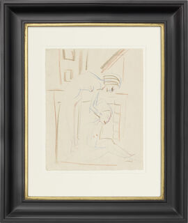 Bild "Ohne Titel (Ein sitzender und ein darüber gebeugter Akt / Nach dem Bade)" (1924/25) (Unikat) von Ernst Ludwig Kirchner