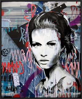 Schilderij "Rosy" (2022), zwart omlijst
