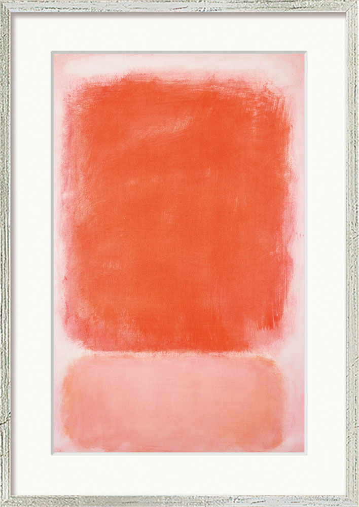 Tableau "Rouge et rose sur rose" (1953), version encadrée argentée von Mark Rothko