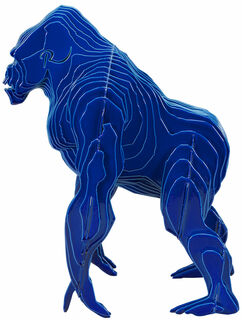 Stahlskulptur "Gorilla", blaue Version