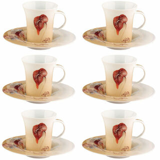 Set of 6 cups and saucers "Amore per i fiori"