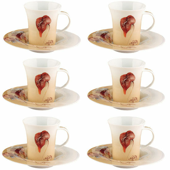 Set of 6 cups and saucers "Amore per i fiori" by Bruno Bruni