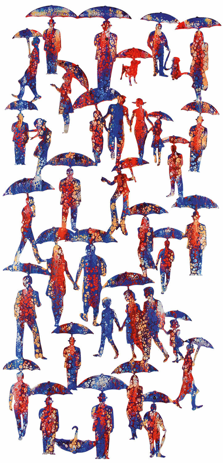 Sculpture murale "Parapluies", acier